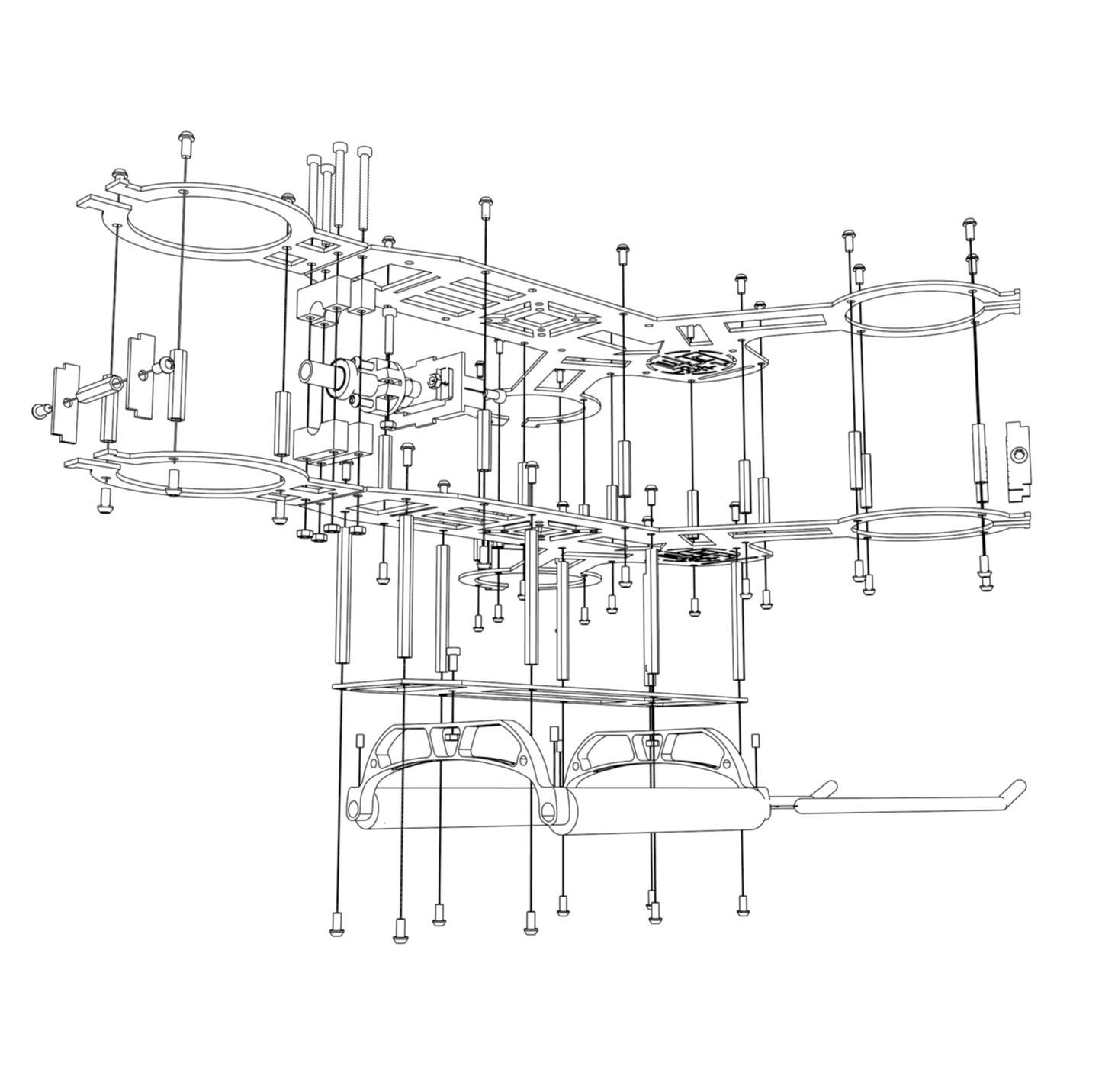 QUNXI 3KFull Carbon Fiber 3-axis aircraft Frame Kit with dedicated servo For Remote control toy parts