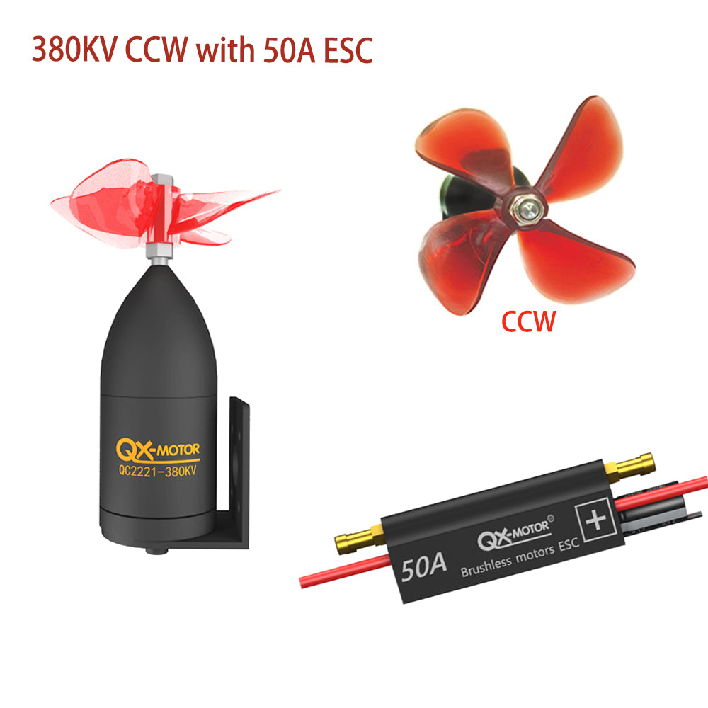 QX-MOTOR QC2221 Waterproof Underwater Propulsor 380/550KV CW CCW Brushless Motor with 50A ESC For RC Fishing Bait Boat Model