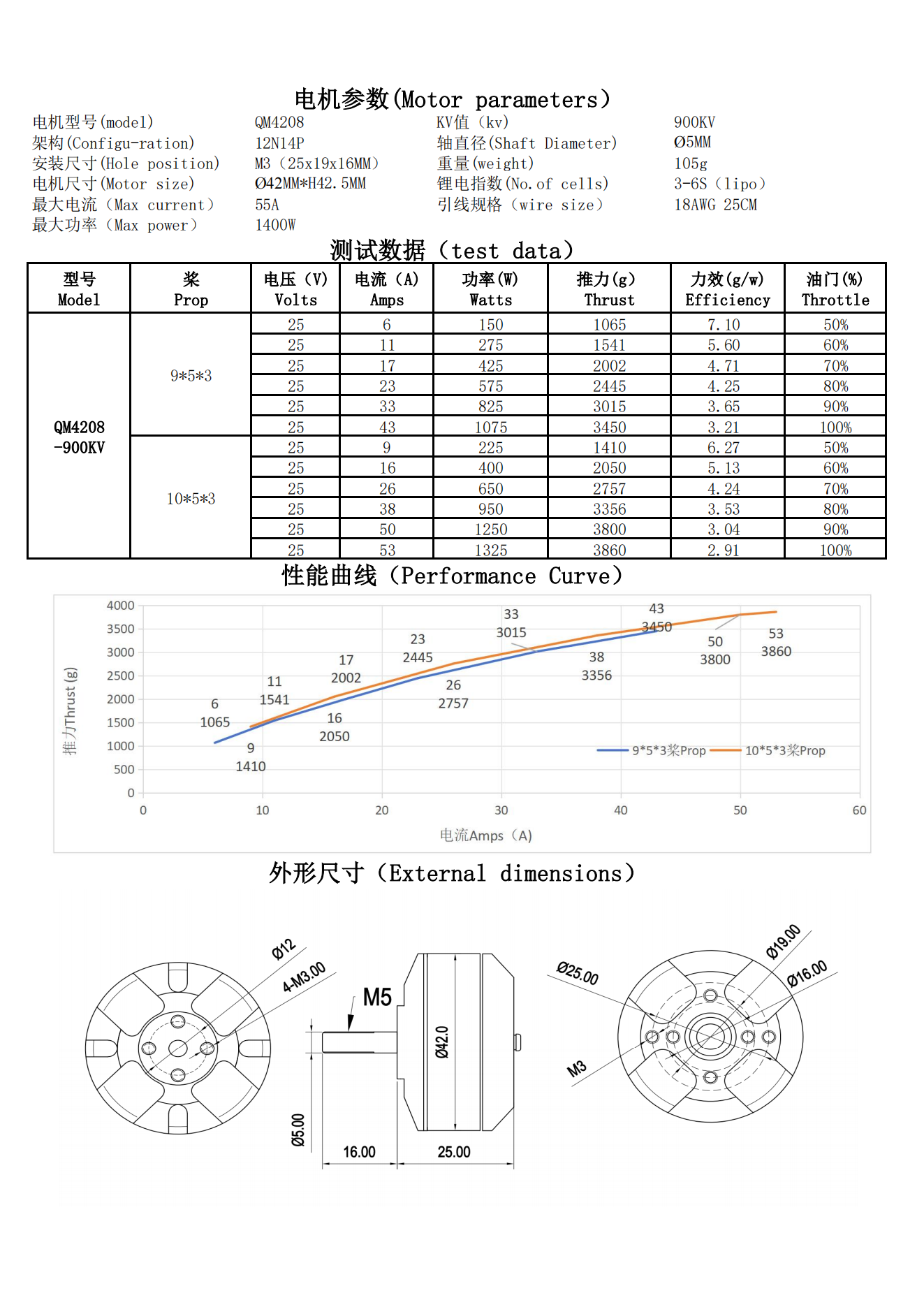 QX-MOTOR QM4208 380KV 680KV CWCCW 900kv Brushless Motor Accessories For RC Multirotor Quadcopter Hexa Drone