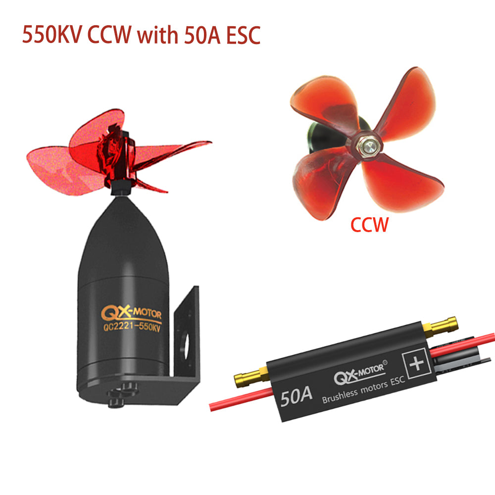 QX-MOTOR QC2221 Waterproof Underwater Propulsor 380/550KV CW CCW Brushless Motor with 50A ESC For RC Fishing Bait Boat Model