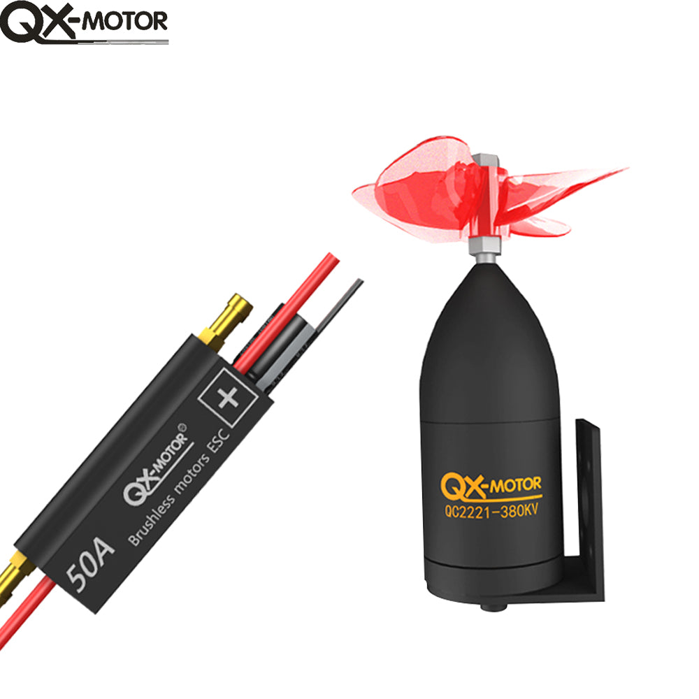 QX-MOTOR QC2221 Waterproof Underwater Propulsor 380/550KV CW CCW Brushless Motor with 50A ESC For RC Fishing Bait Boat Model