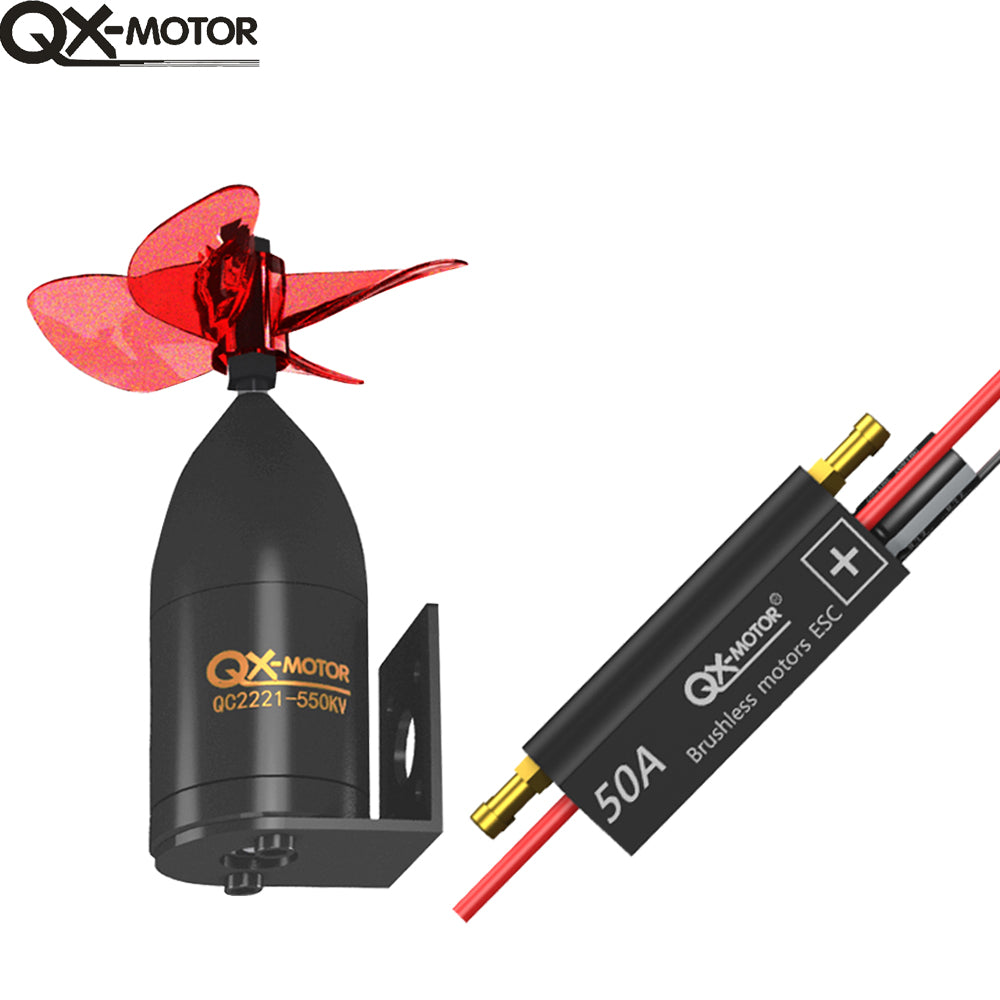 QX-MOTOR QC2221 Waterproof Underwater Propulsor 380/550KV CW CCW Brushless Motor with 50A ESC For RC Fishing Bait Boat Model