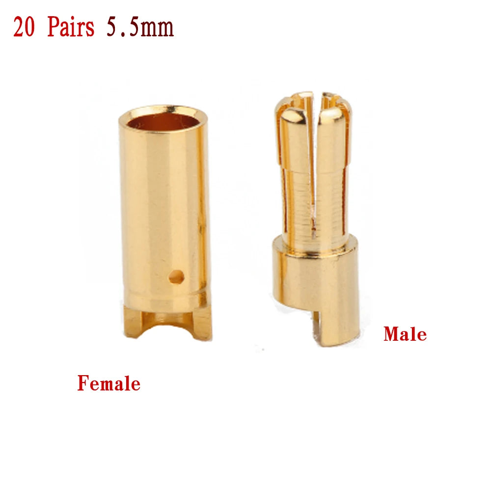 Amass 20/50/100Pairs 5.5mm 6mm 8mm Male Female Bullet Banana Plug Connector for Lipo Battery ESC Motor Remote control toy parts