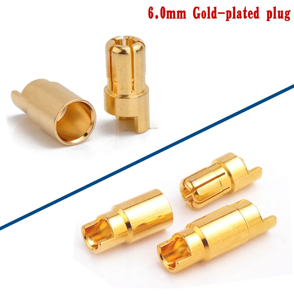 Amass 20/50/100Pairs 5.5mm 6mm 8mm Male Female Bullet Banana Plug Connector for Lipo Battery ESC Motor Remote control toy parts