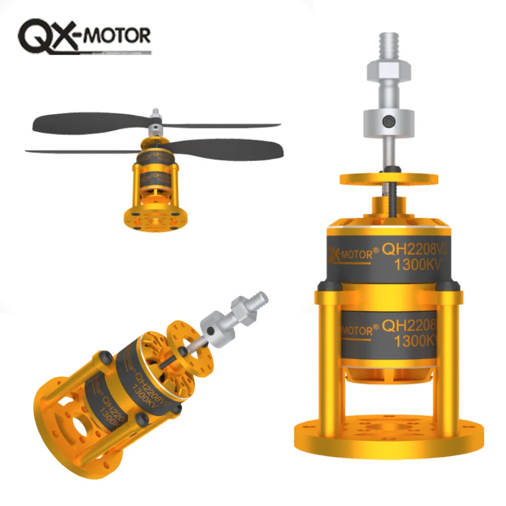 QX-MOTOR QH2208-V2 1300kv coaxial dual propeller brushless motor, paired with 9047 propeller, suitable for toy accessories