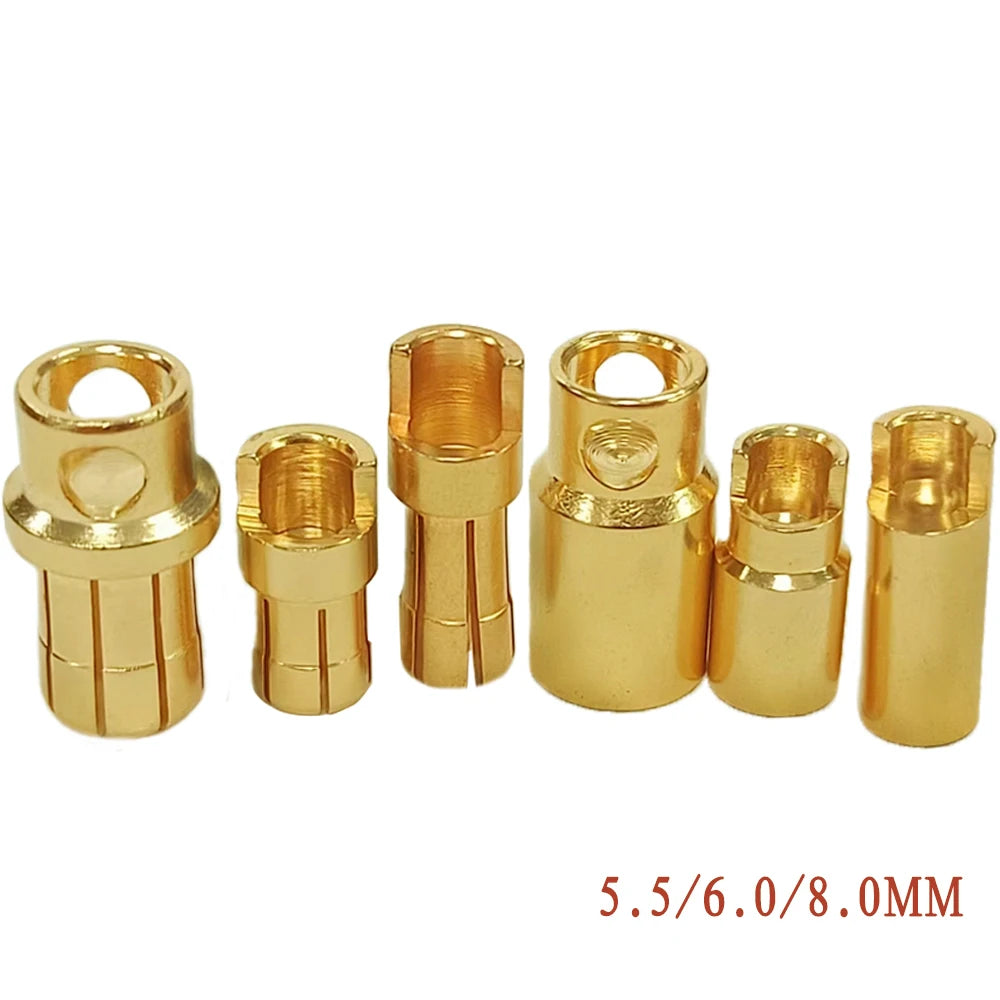 Amass 20/50/100Pairs 5.5mm 6mm 8mm Male Female Bullet Banana Plug Connector for Lipo Battery ESC Motor Remote control toy parts