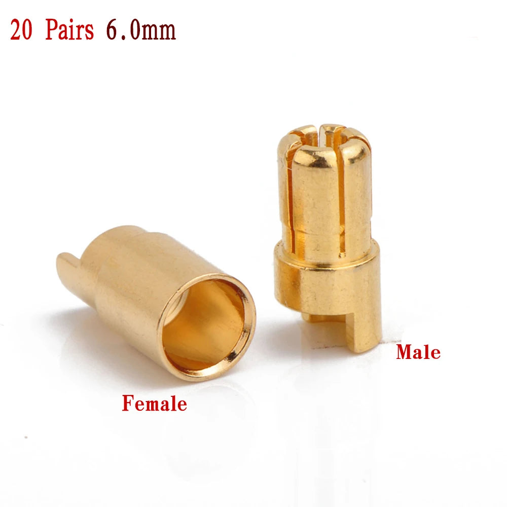 Amass 20/50/100Pairs 5.5mm 6mm 8mm Male Female Bullet Banana Plug Connector for Lipo Battery ESC Motor Remote control toy parts