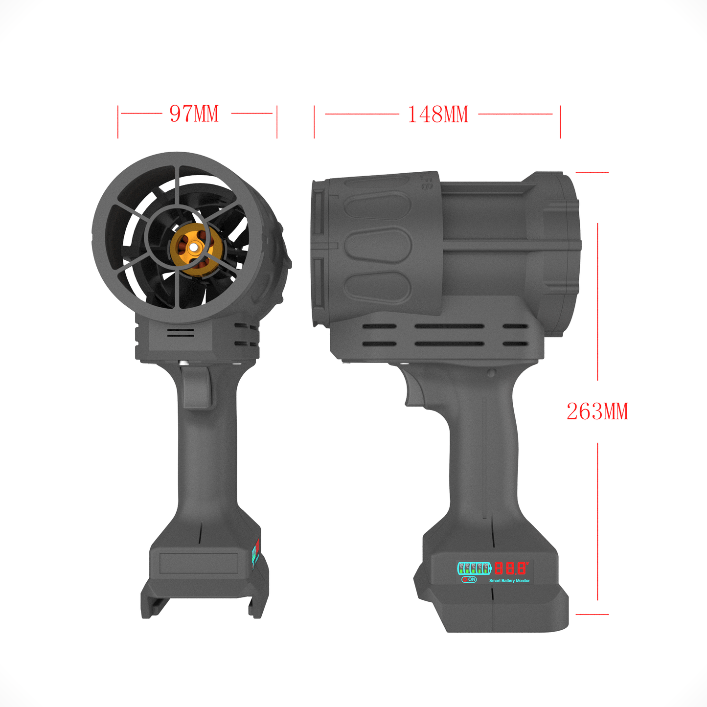 QX-MFLU 2150G high-power turbine 70mm violent fan, portable handheld industrial powerful fan, used for water dust snow removal