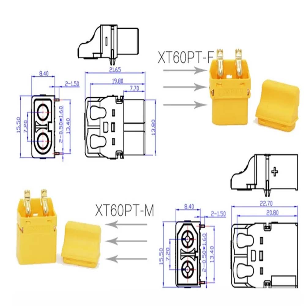 50Pairs Amass XT60PT Male Female Connector Plugs For Brushless Motor / Remote control toy parts
