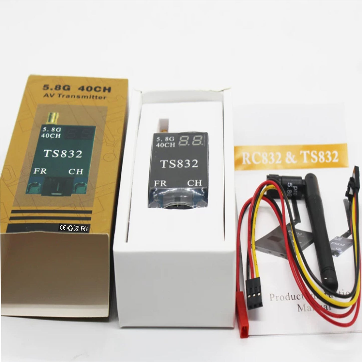 48CH 5.8G 600mw 5km Wireless AV Transmitter TS832 +1000TVL Camera for RC Multirotor Helicopter Quadcopter Multiaxis Drone Fixed-wing Parts