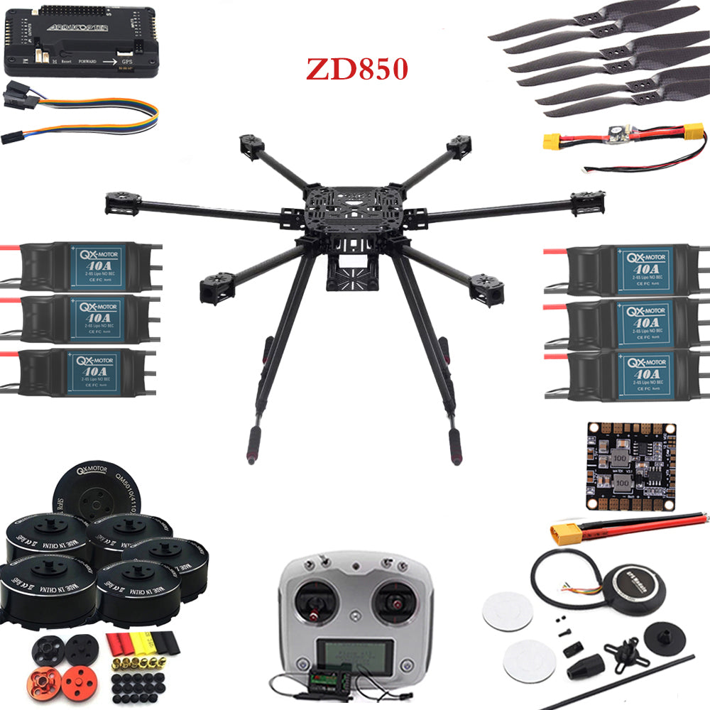 ZD850 Full Carbon Fiber 850mm Hexa-Rotor Frame APM 2.8 Flight Controll ...