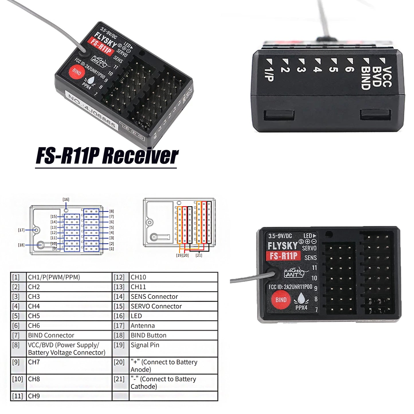 FLYSKY remote control G7P+ 10CH ANT Protocol Radio Transmitter PWM PPM I-BUS SBUS Output with FS-R11D Receiver for RC Car Boat