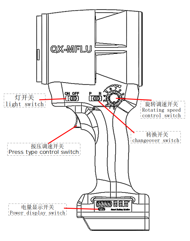 QX-MFLU 1900G 64mm portable violent fan, a powerful handheld fan suitable for outdoor water/dust/snow removal