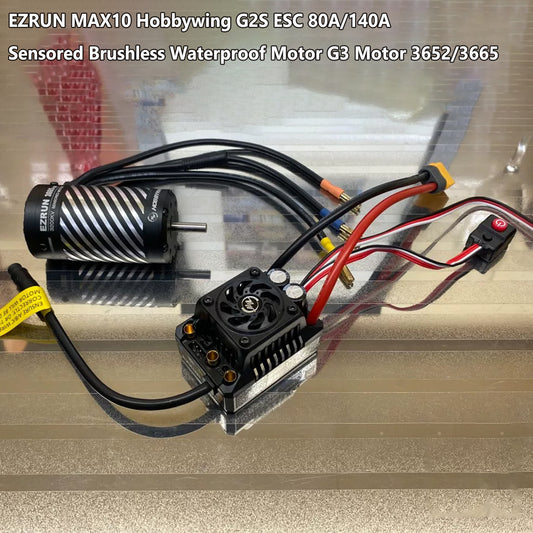 Hobbywing EZRUN MAX10 G2S Waterproof RC Brushless ESC 80A 140A and 3652SD 3665 G3 Motor 2-3S for 1/10 RC Off-Road On-Road Buggy Monster Cars