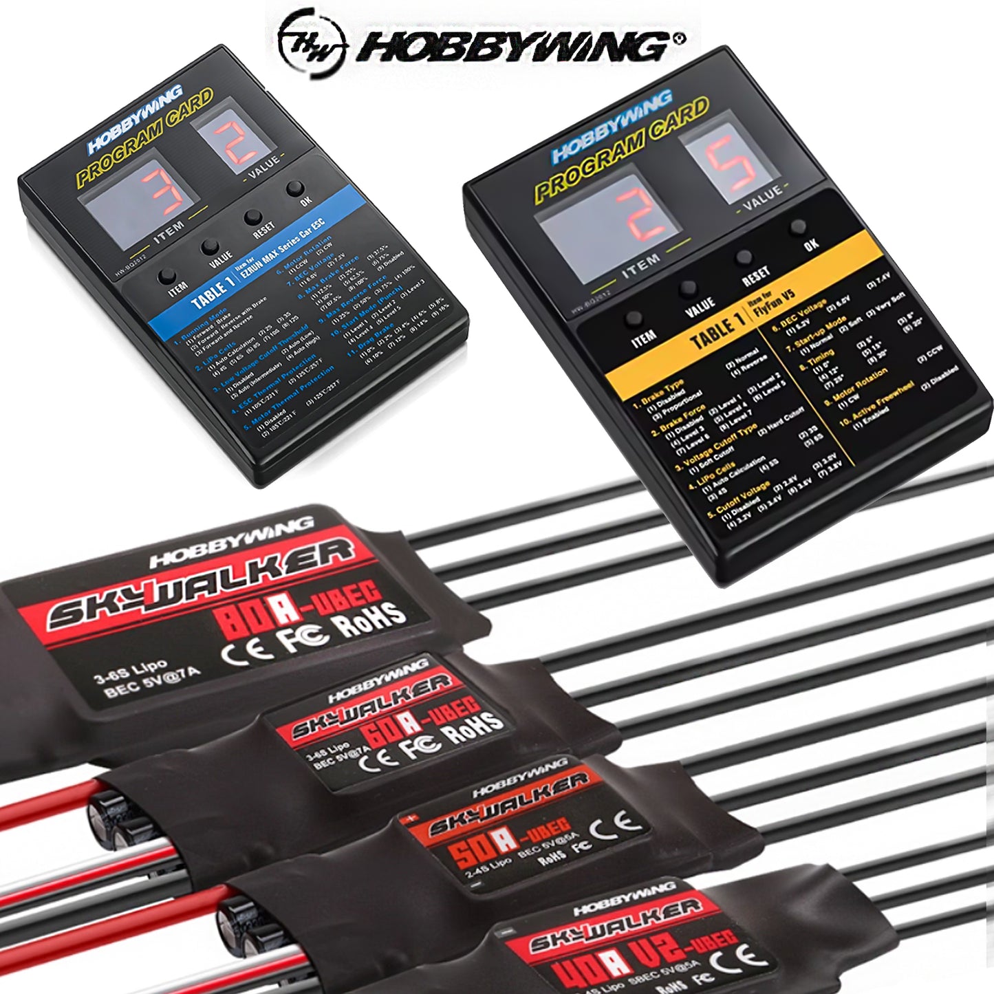 Hobbywing Skywalker 40A 50A 60A 80A 15A 20A 30A 100A 120A V2 ESC Speed Controller With UBEC For RC Airplanes Helicopter