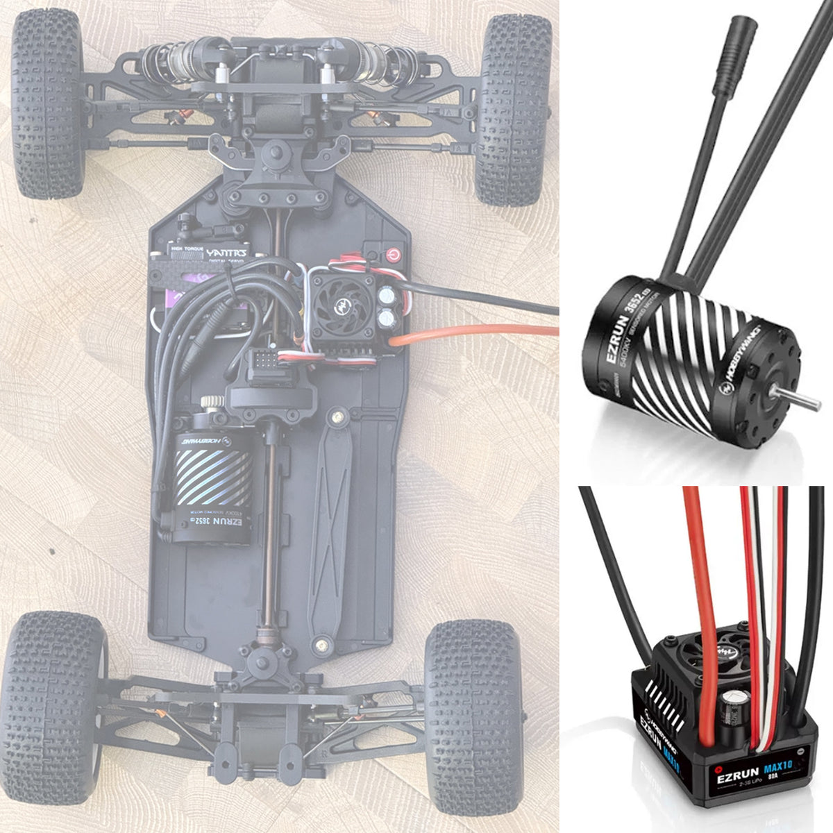 Hobbywing EZRUN MAX10 G2S Waterproof RC Brushless ESC 80A 140A and 3652SD 3665 G3 Motor 2-3S for 1/10 RC Off-Road On-Road Buggy Monster Cars