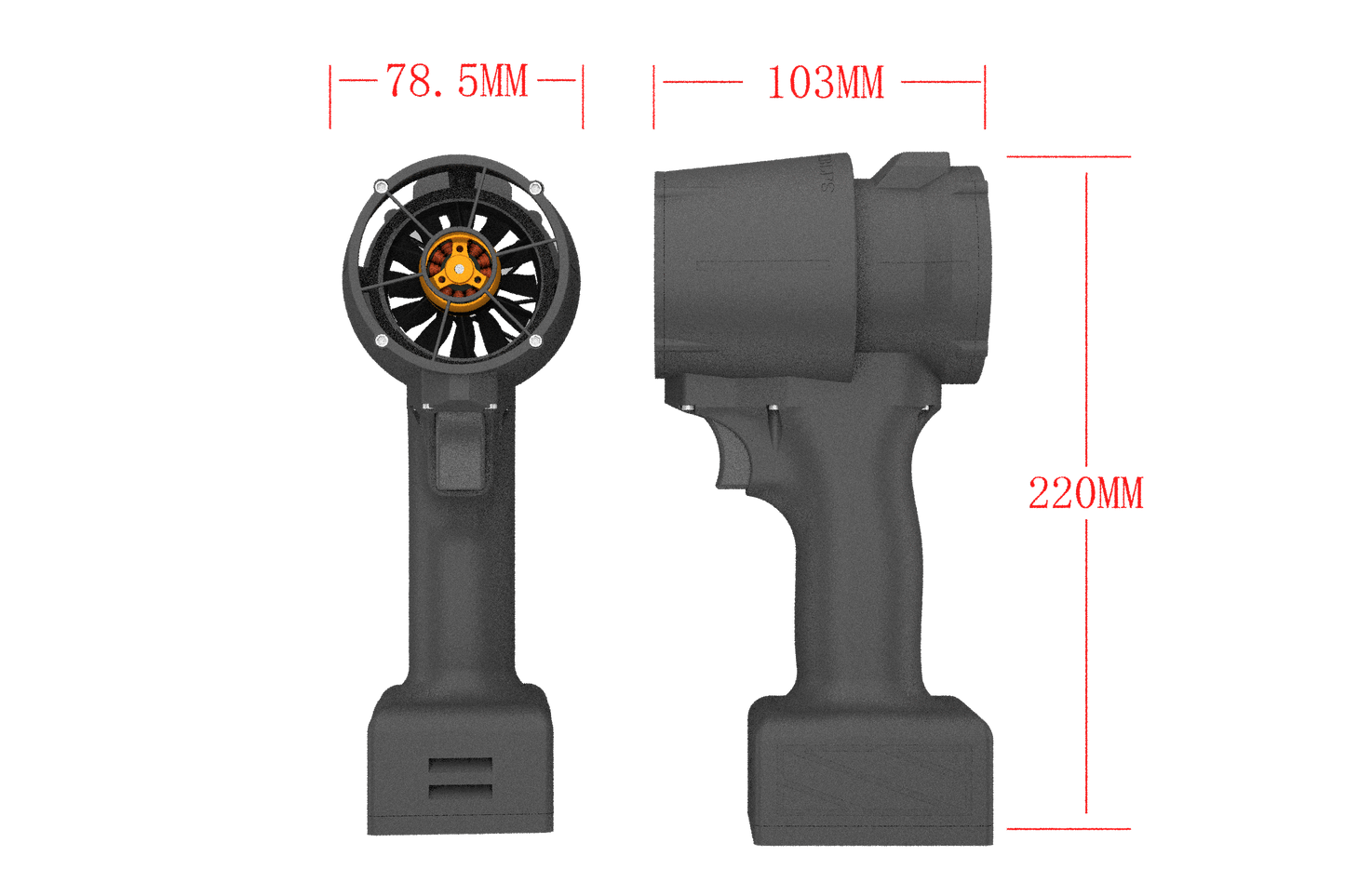 QX-MFLU 50mm high-power turbo motor blower, used for dust water dust snow removal, portable handheld industrial powerful fan standard version