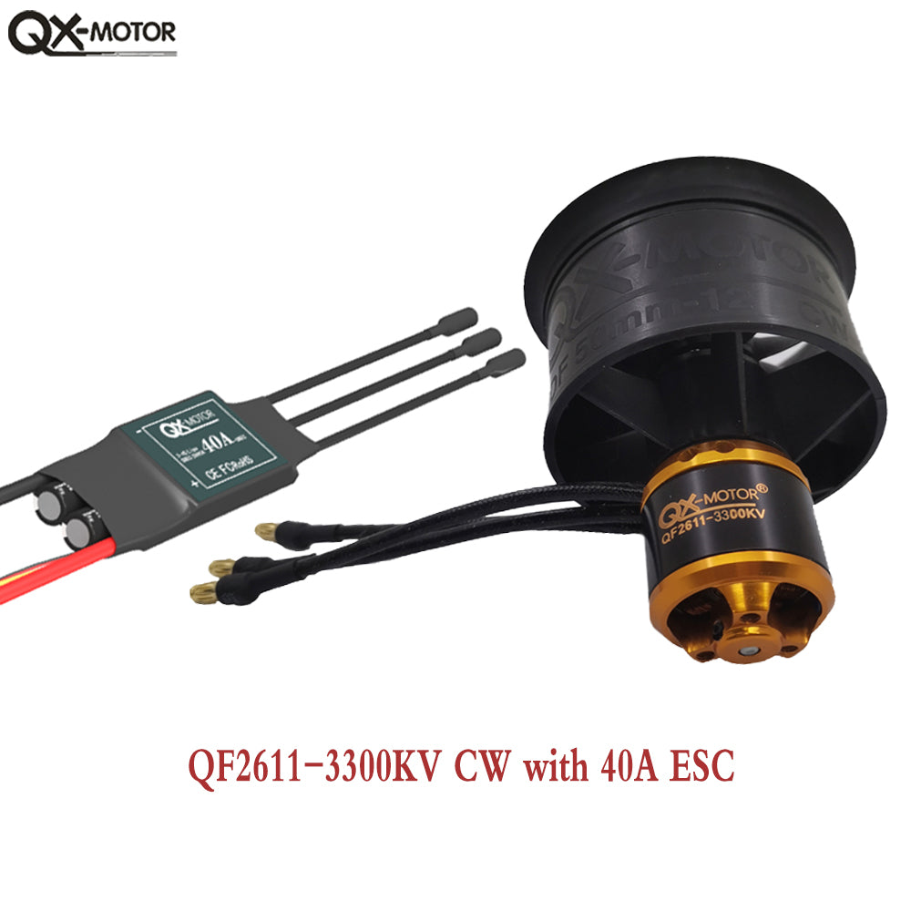 QX-MOTOR 50mm EDF 12 Blades Ducted Fan CW CCW with 40A 50A ESC 3S 4S B ...