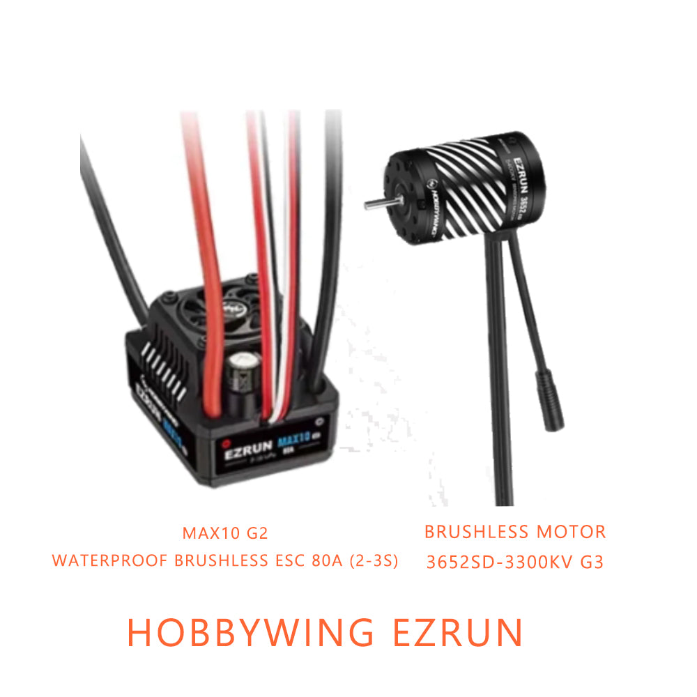 Hobbywing EZRUN 3652SD G3 3300/4100/5400KV Sensored Brushless Motors with MAX10 G2 80A ESC Combo for 1/10 1/8 RC Car Buggy Model