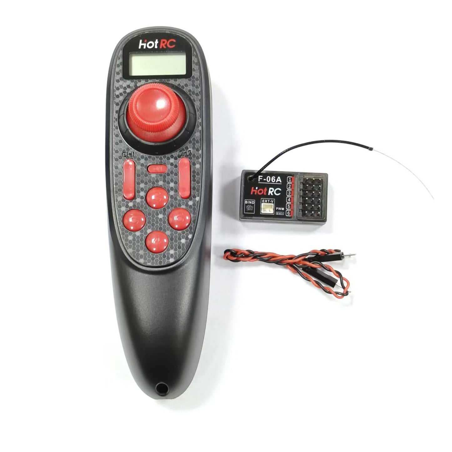 HOTRC DS600 Remote Controller 6CH 2.4GHz Radio System Transmitter Screen with F-06A Receiver for RC Model car/Trawl boat/Fishing Boat