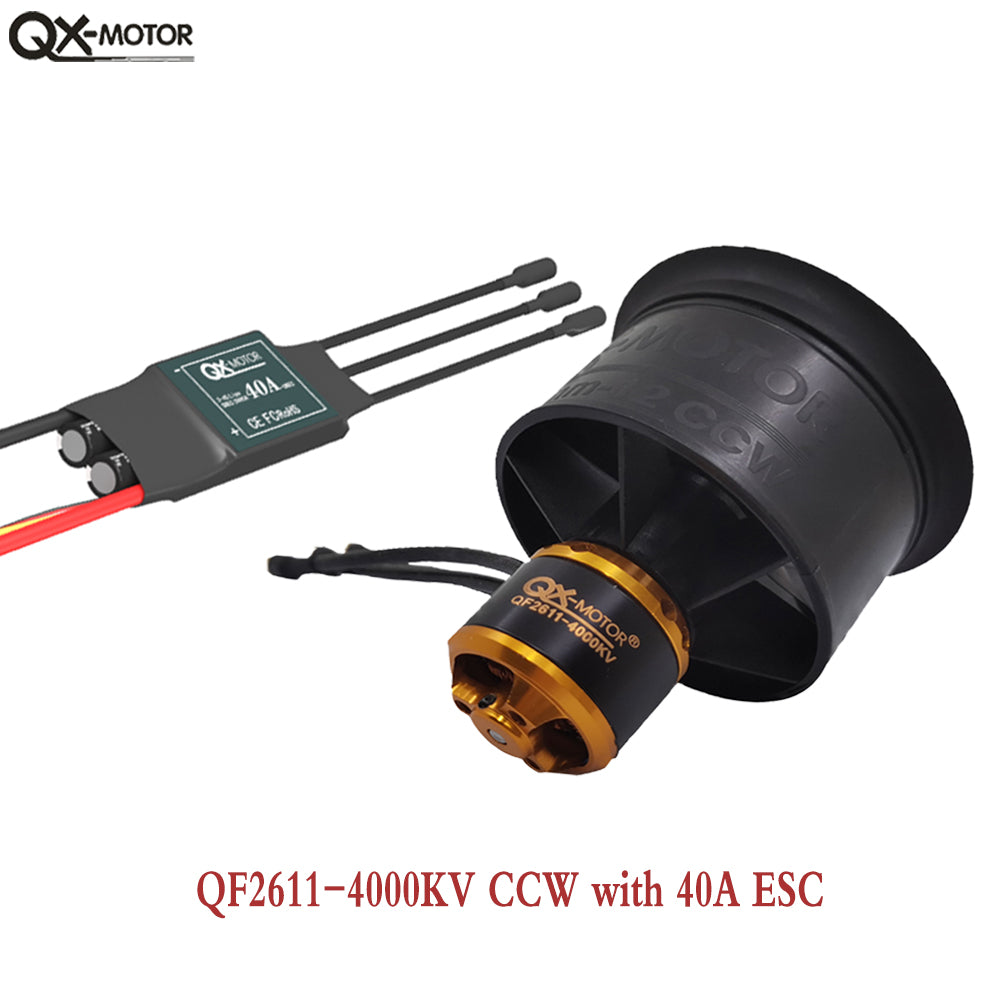 QX-MOTOR 50mm EDF 12 Blades Ducted Fan CW CCW with 40A 50A ESC 3S 4S Brushless Motor