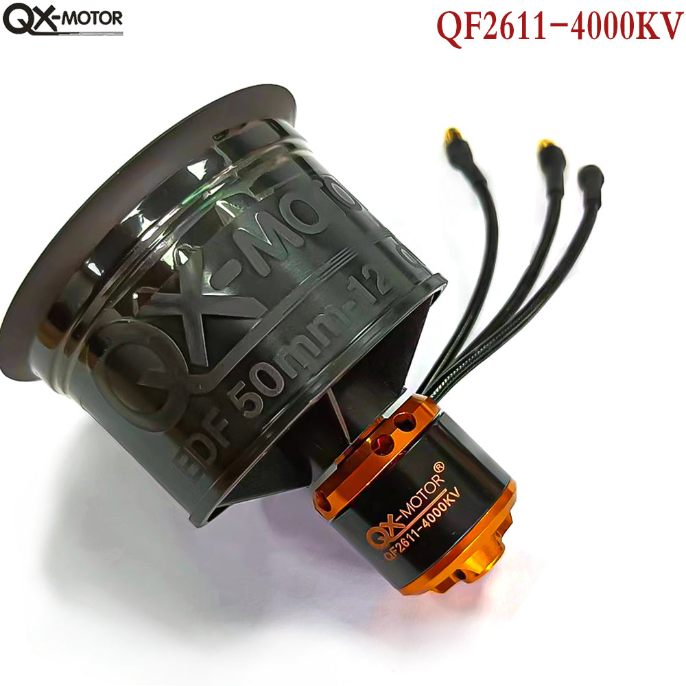 QX-MOTOR 50mm EDF 12 Blades Ducted Fan CW CCW with 40A 50A ESC 3S 4S Brushless Motor