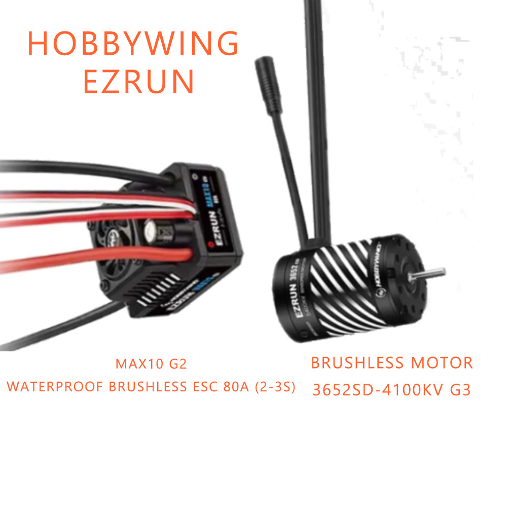 Hobbywing EZRUN 3652SD G3 3300/4100/5400KV Sensored Brushless Motors with MAX10 G2 80A ESC Combo for 1/10 1/8 RC Car Buggy Model