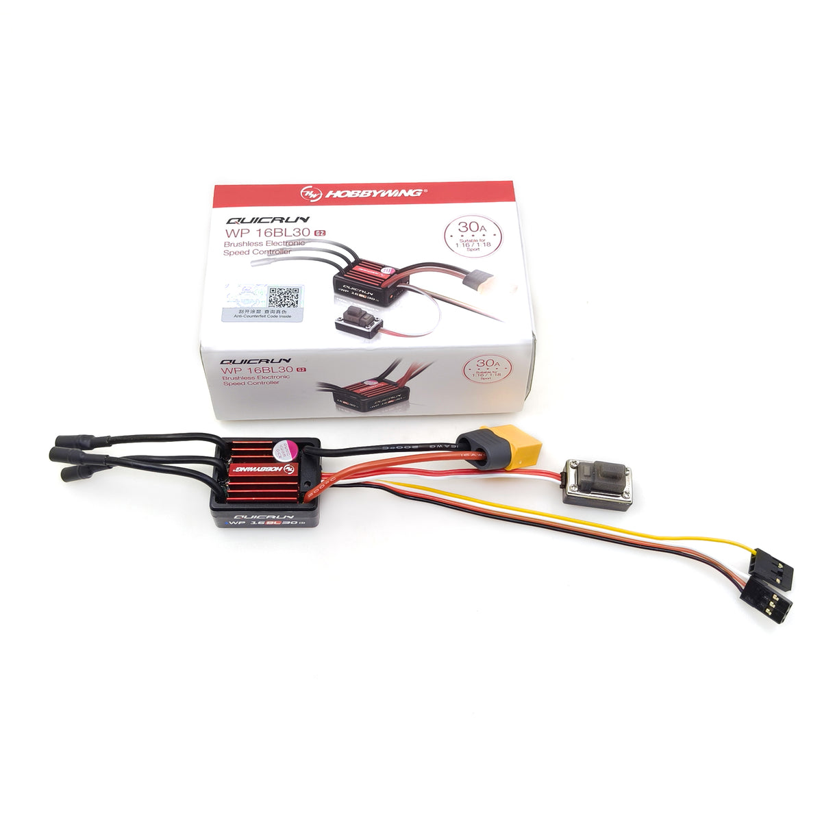 Hobbywing QuicRun WP 16BL30 G2 30A Brushless ESC T / TRX / XT60 Plug Waterproof Brushless Sensorless ESC for 1/10 1/16 1/18 Car Buggy Truck Monster Model Parts