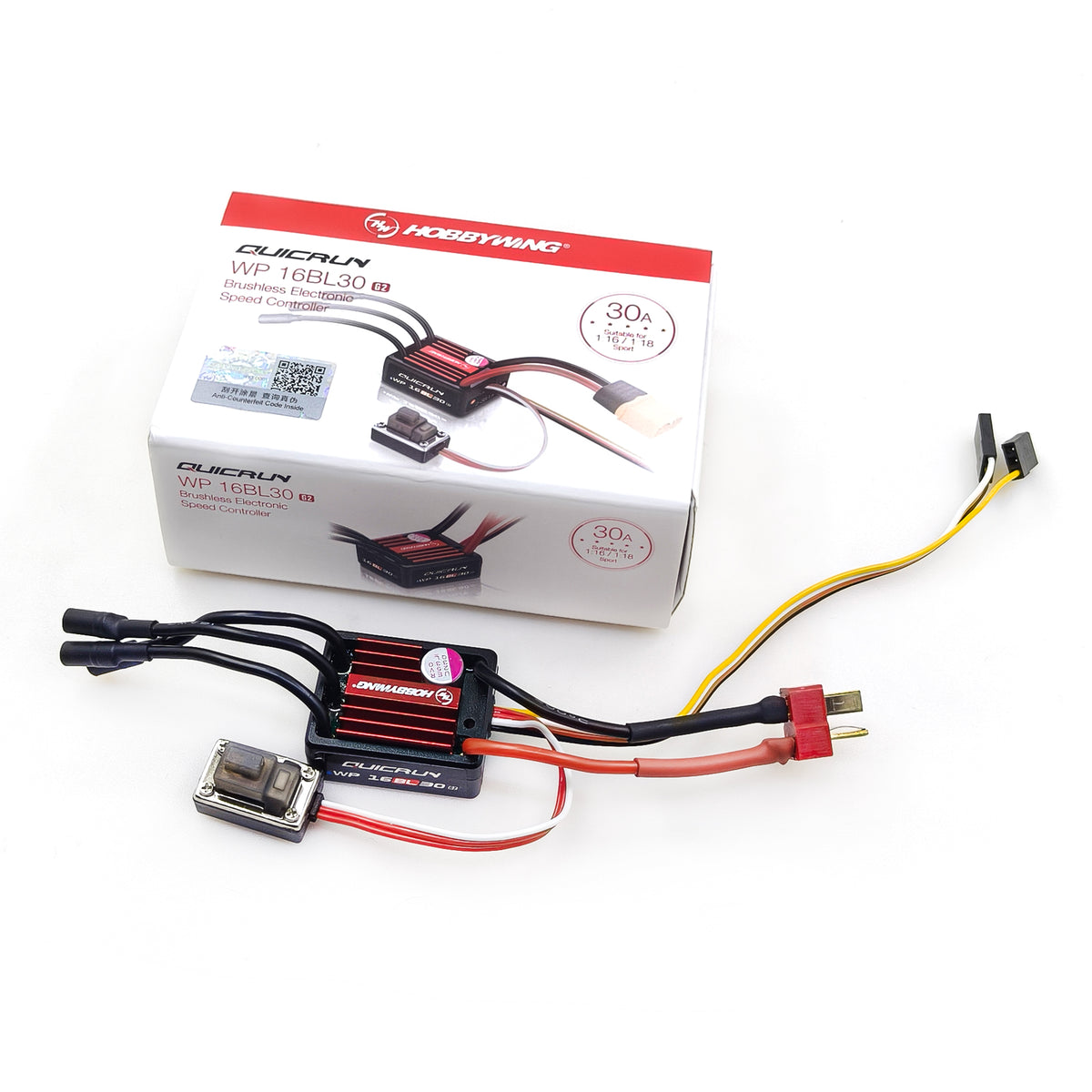 Hobbywing QuicRun WP 16BL30 G2 30A Brushless ESC T / TRX / XT60 Plug Waterproof Brushless Sensorless ESC for 1/10 1/16 1/18 Car Buggy Truck Monster Model Parts