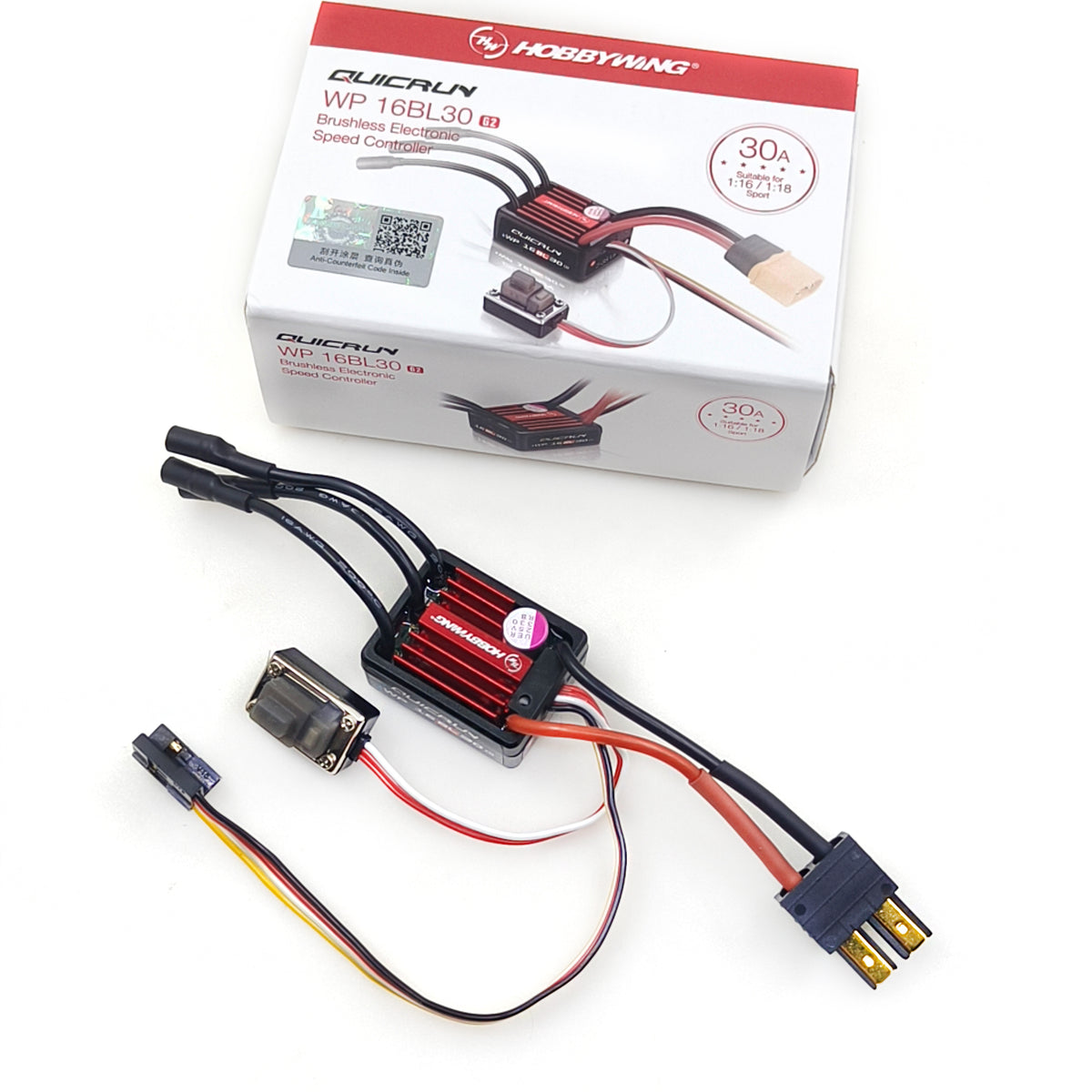 Hobbywing QuicRun WP 16BL30 G2 30A Brushless ESC T / TRX / XT60 Plug Waterproof Brushless Sensorless ESC for 1/10 1/16 1/18 Car Buggy Truck Monster Model Parts