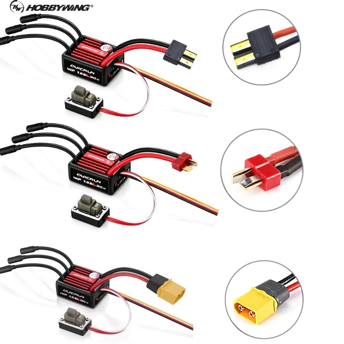 Hobbywing QuicRun WP 16BL30 G2 30A Brushless ESC T / TRX / XT60 Plug Waterproof Brushless Sensorless ESC for 1/10 1/16 1/18 Car Buggy Truck Monster Model Parts