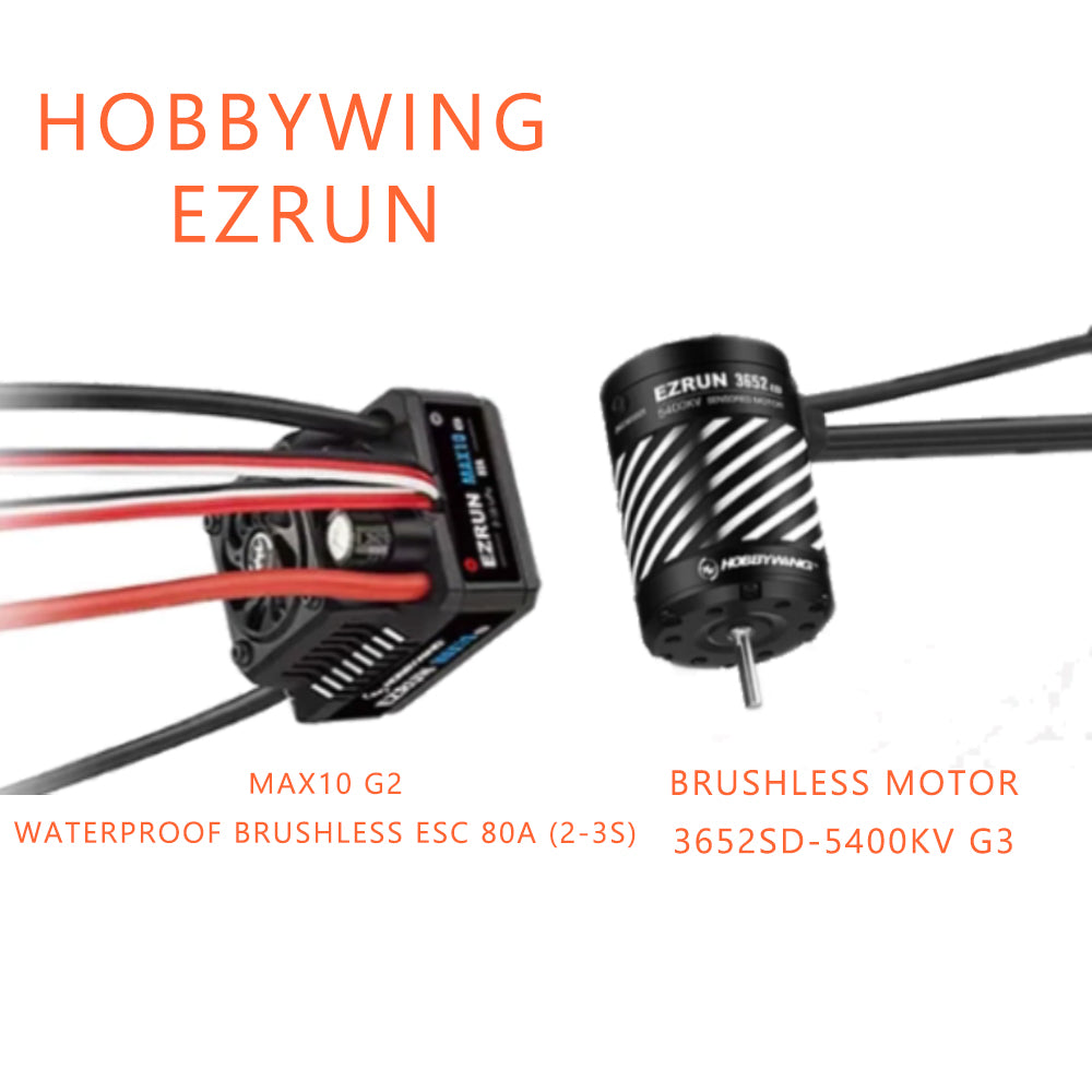 Hobbywing EZRUN 3652SD G3 3300/4100/5400KV Sensored Brushless Motors with MAX10 G2 80A ESC Combo for 1/10 1/8 RC Car Buggy Model