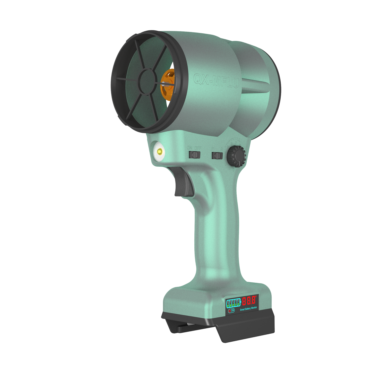 QX-MFLU 1900G 64mm portable violent fan, a powerful handheld fan suitable for outdoor water/dust/snow removal