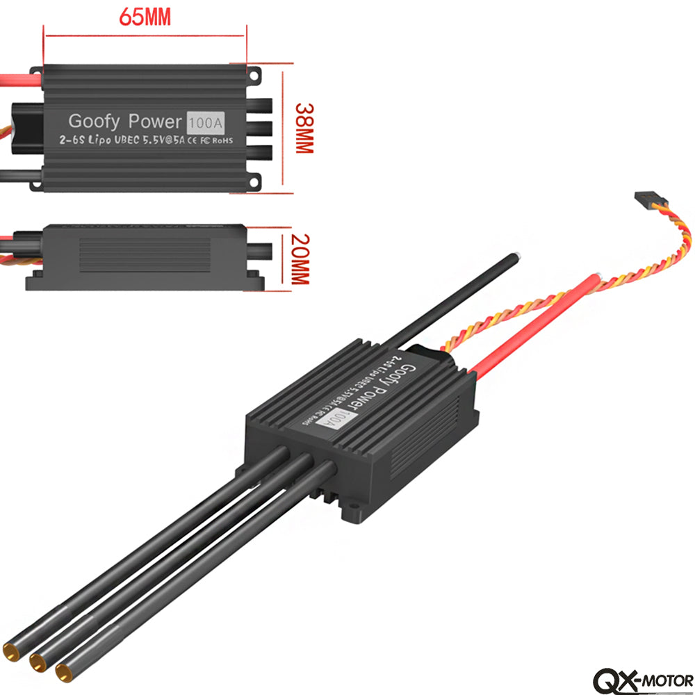 QX-MOTOR brushless speed regulator 100A ESC, high flying power supply with built-in UBEC, suitable for EDF/drone toys/remote control toys