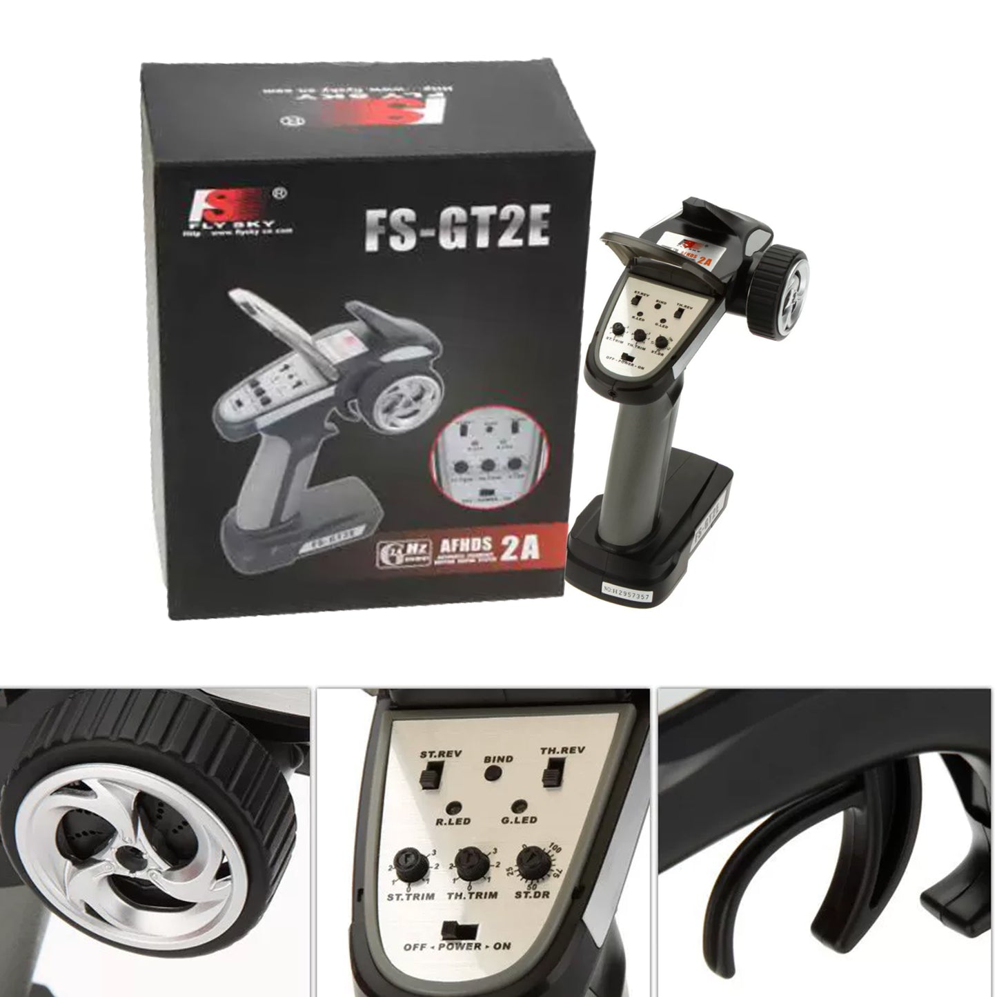 Flysky FS-GT2E Remote Control 2A 2.4ghz 2CH Radio System Transmitter with FS-A3 Receiver for RC Car Boat