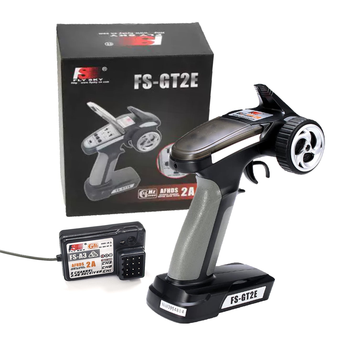 Flysky FS-GT2E Remote Control 2A 2.4ghz 2CH Radio System Transmitter with FS-A3 Receiver for RC Car Boat