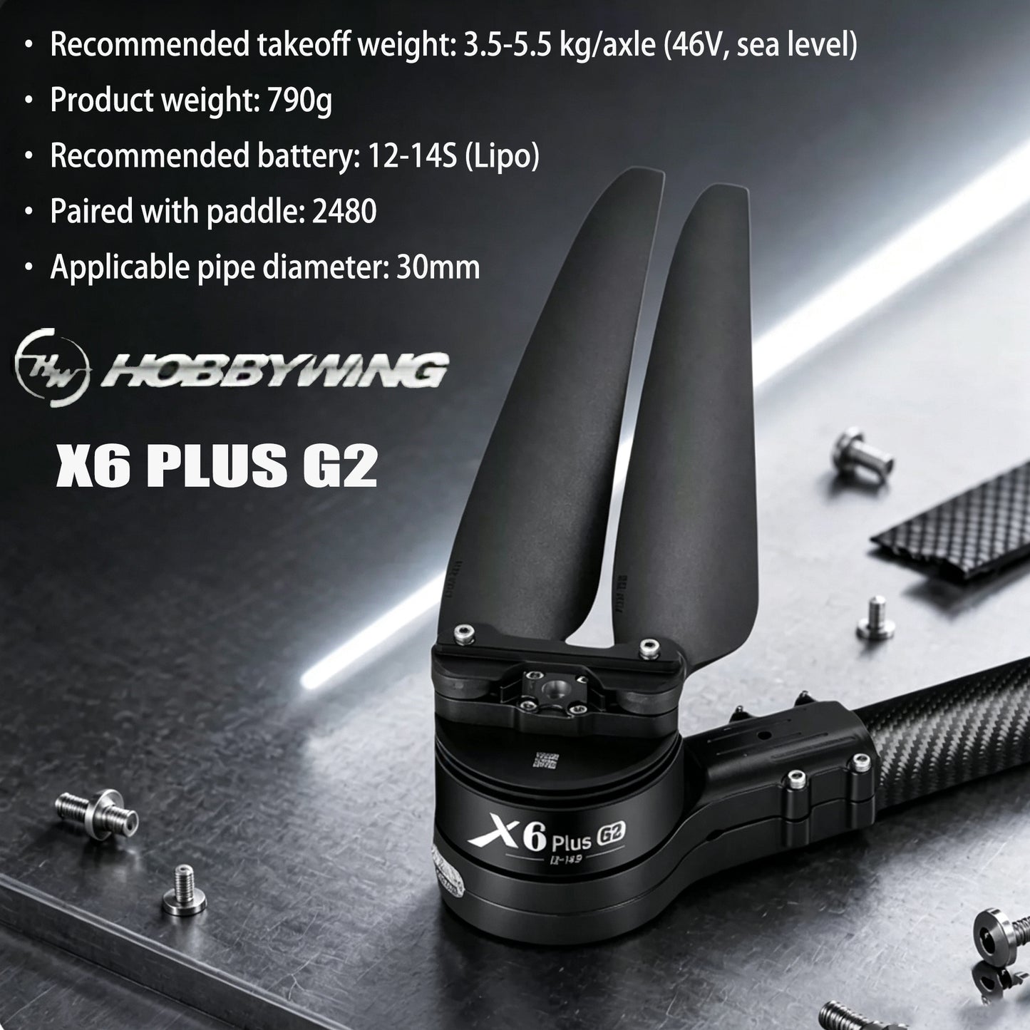 Hobbywing X6 PLUS G2 6218 Brushless Motor Integrated and 2480 Propeller Max Thrust 12.5 Kg For 5L 10L Agricultural Quadcopter Hexacopter