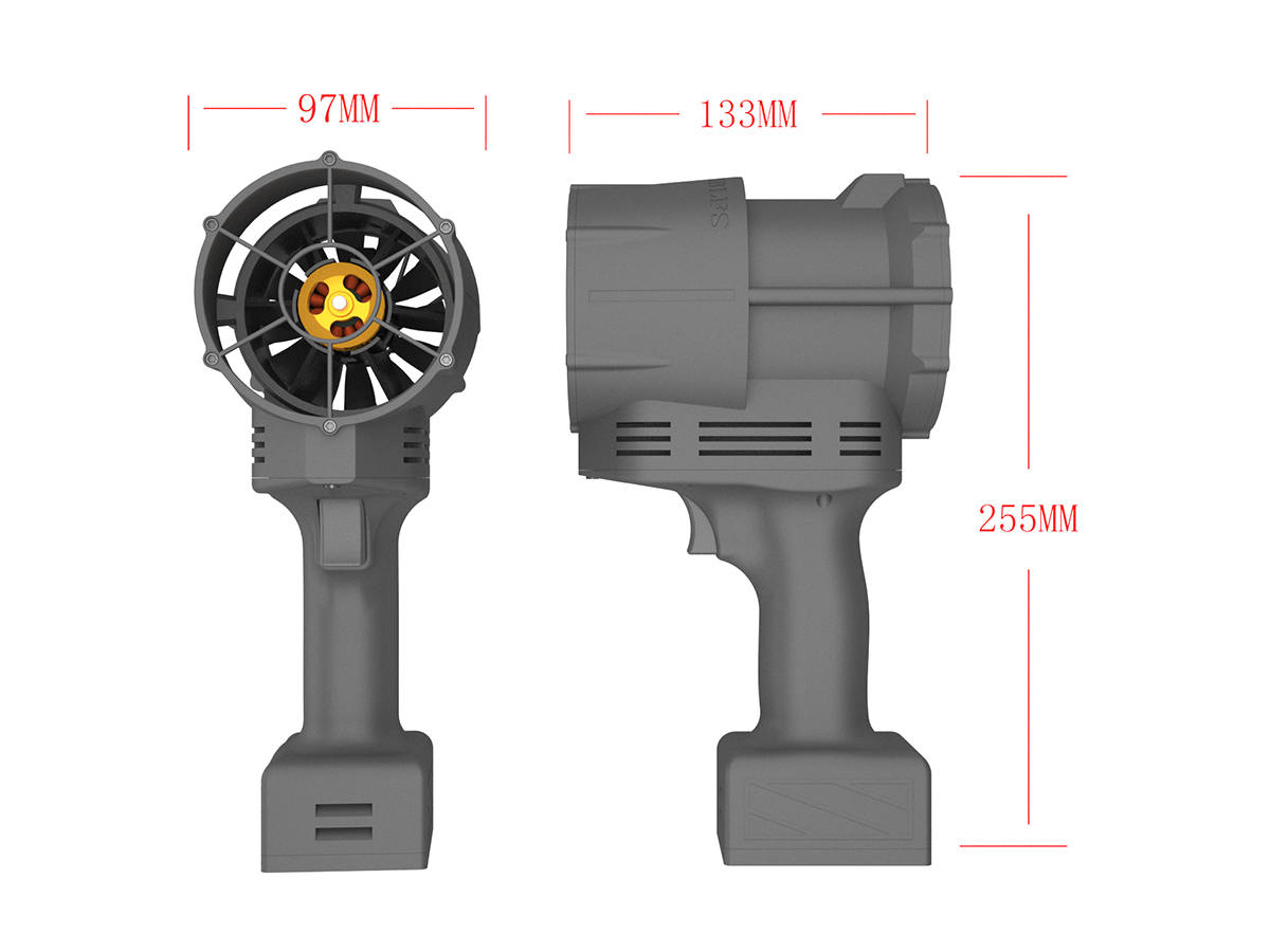 QX-MFLU high-power turbine 70mm violent fan, portable handheld industrial powerful fan, used for water dust snow removal