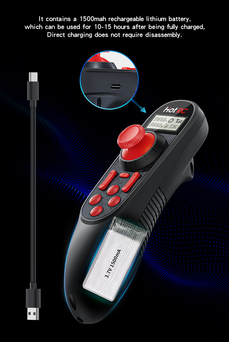 HOTRC DS600 Remote Controller 6CH 2.4GHz Radio System Transmitter Screen with F-06A Receiver for RC Model car/Trawl boat/Fishing Boat