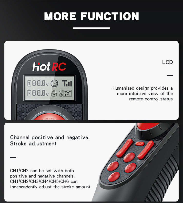 HOTRC DS600 Remote Controller 6CH 2.4GHz Radio System Transmitter Screen with F-06A Receiver for RC Model car/Trawl boat/Fishing Boat