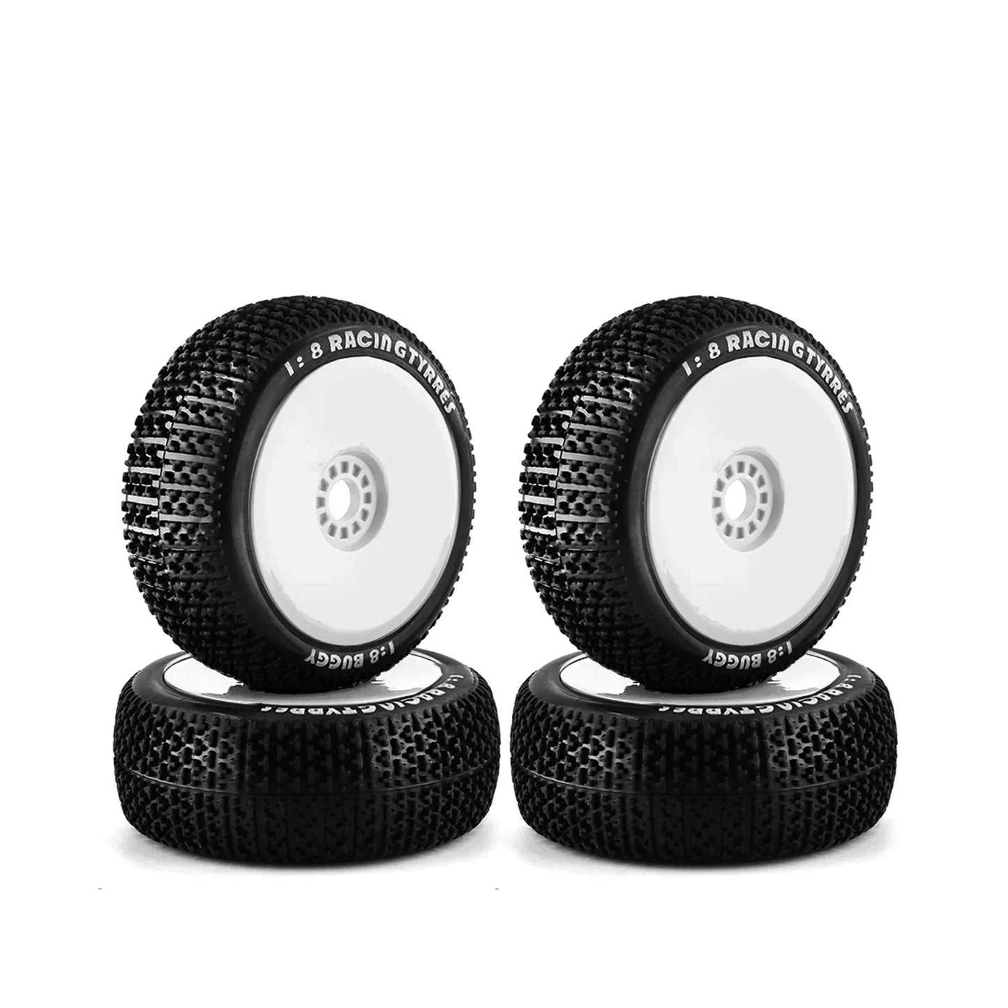 4Pcs 1/8 4WD Nitro Off Road Buggy Tires Wheel Rims 17mm Hex for 1:8 Scale RC Car HSP HPI Kyosho ZD Hongnuo Redcat Traxxas