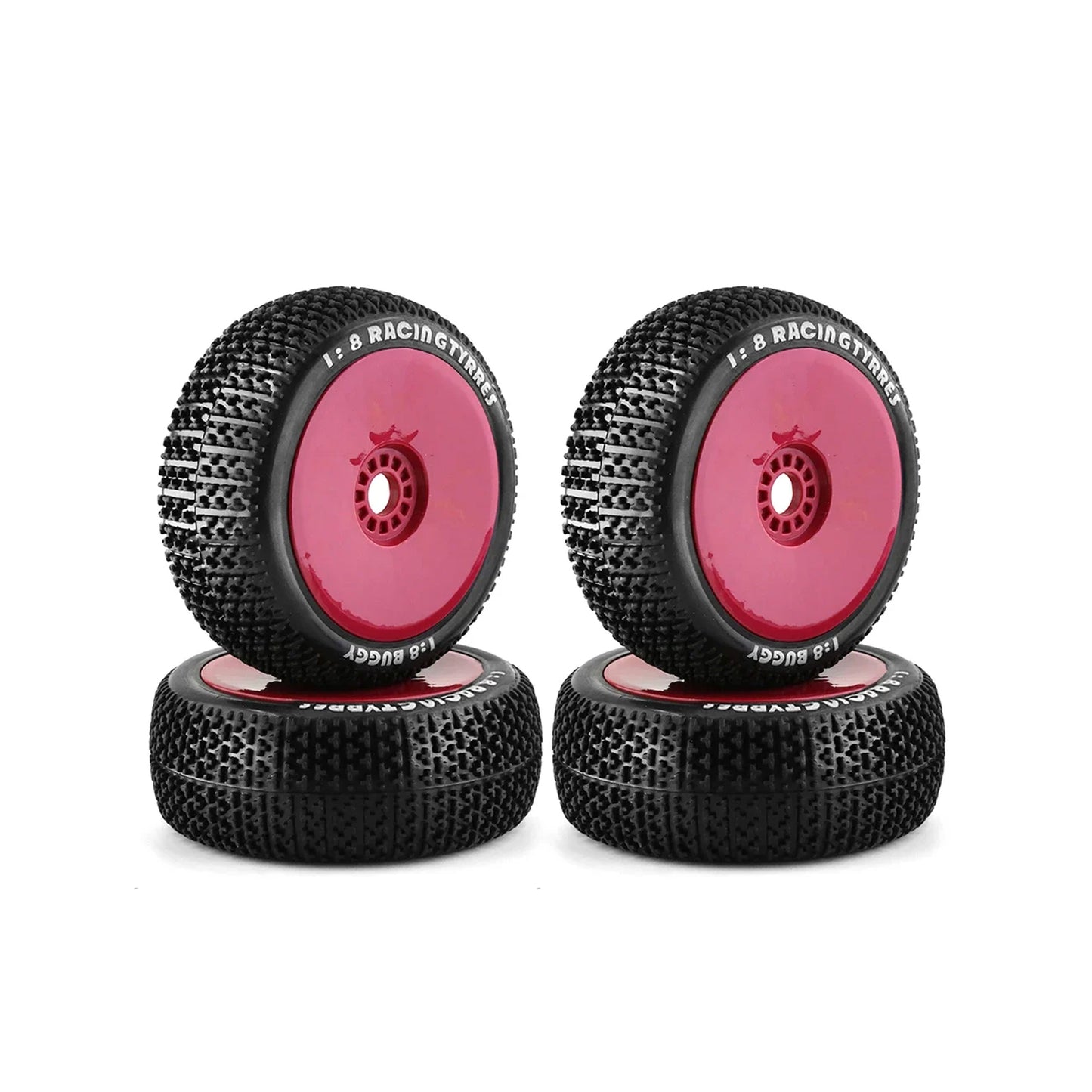 4Pcs 1/8 4WD Nitro Off Road Buggy Tires Wheel Rims 17mm Hex for 1:8 Scale RC Car HSP HPI Kyosho ZD Hongnuo Redcat Traxxas