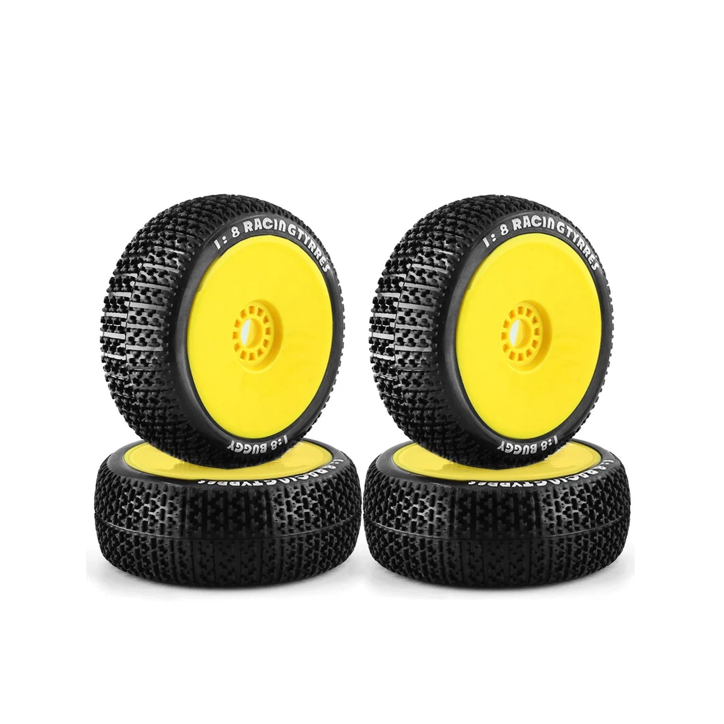 4Pcs 1/8 4WD Nitro Off Road Buggy Tires Wheel Rims 17mm Hex for 1:8 Scale RC Car HSP HPI Kyosho ZD Hongnuo Redcat Traxxas