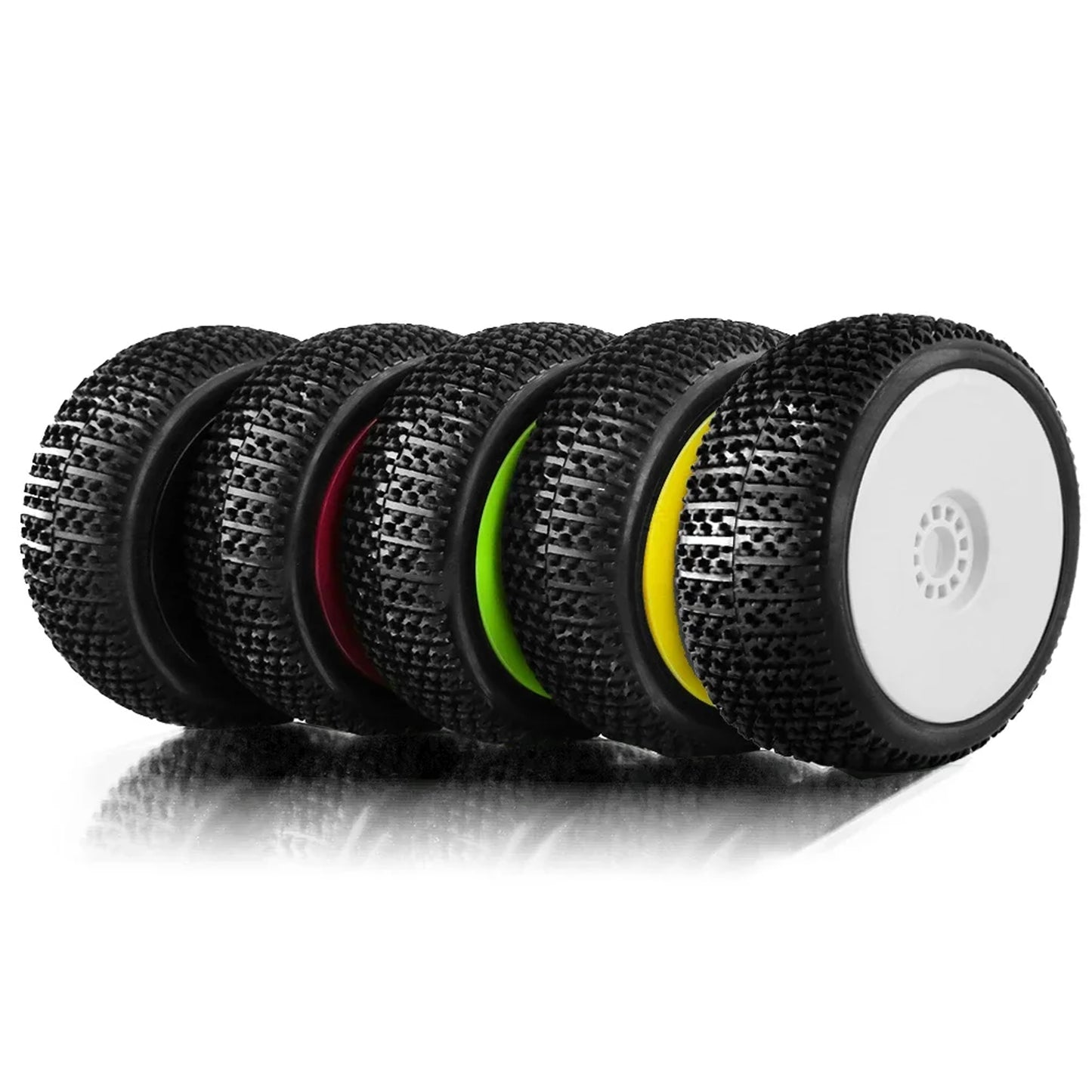 4Pcs 1/8 4WD Nitro Off Road Buggy Tires Wheel Rims 17mm Hex for 1:8 Scale RC Car HSP HPI Kyosho ZD Hongnuo Redcat Traxxas