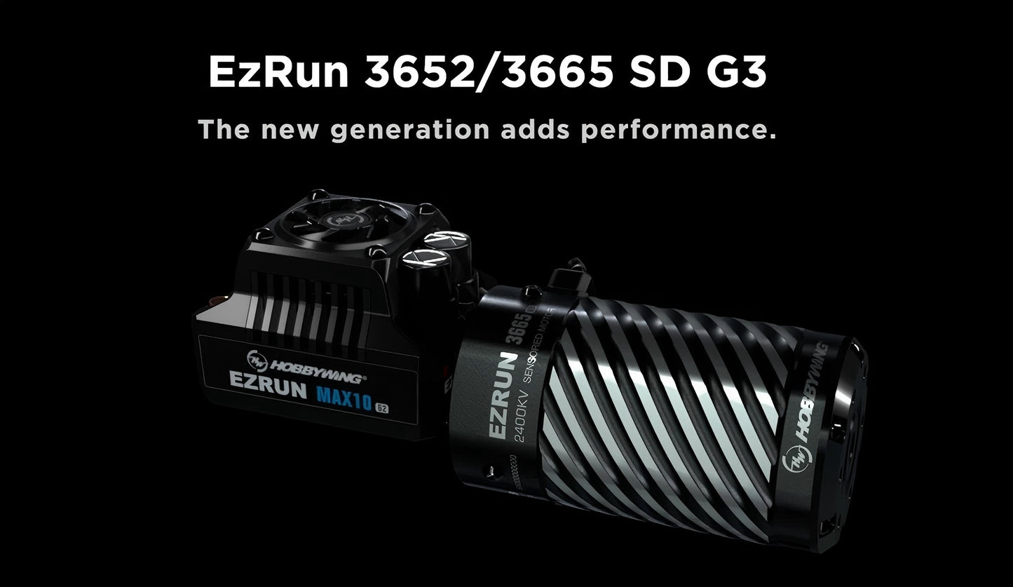 Hobbywing EZRUN 3652SD G3 3300/4100/5400KV Sensored Brushless Motors with MAX10 G2 80A ESC Combo for 1/10 1/8 RC Car Buggy Model