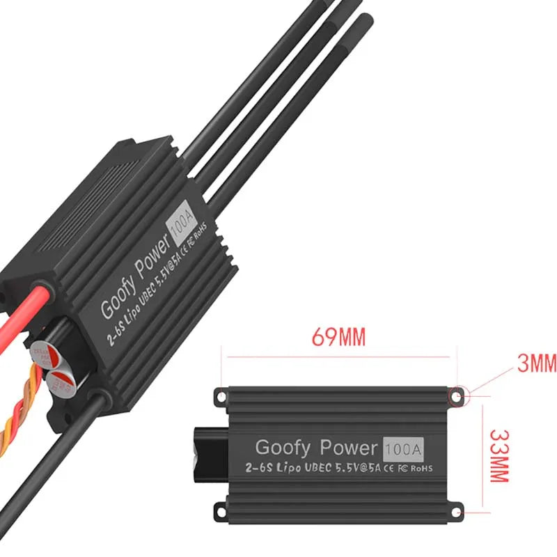QX-MOTOR brushless speed regulator 100A ESC, high flying power supply with built-in UBEC, suitable for EDF/drone toys/remote control toys