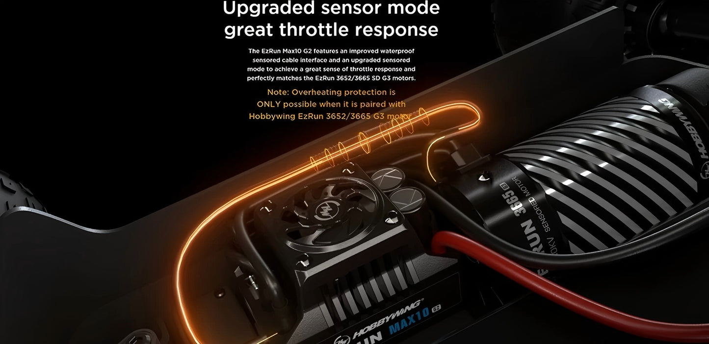 Hobbywing EZRUN 3652SD G3 3300/4100/5400KV Sensored Brushless Motors with MAX10 G2 80A ESC Combo for 1/10 1/8 RC Car Buggy Model