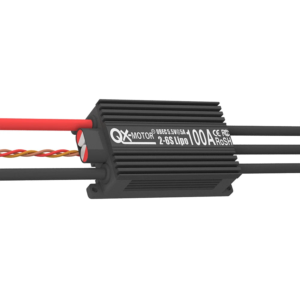 QX-MOTOR 100A ESC 2-6s brushless speed controller with built-in 5.5V/5A UBEC, suitable for 70mm EDF/remote control toys