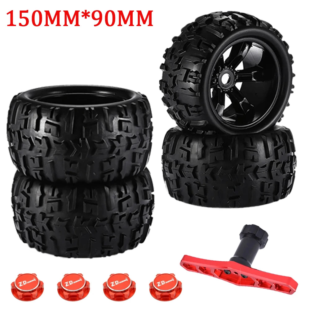 8477/8483 4pcs 17mm Hex 1/8 Scale RC Truck Tires Wheels Set With Tool For ZDRacing JLB Cheetah Monster Flux Parts