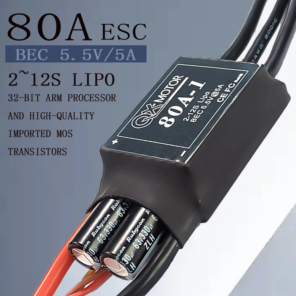 80A 2-12S brushless ESC High pressure Speed Controler With 5.5V 5A BEC for brushless motor suitable for model airplane toys QX-MOTOR EDF